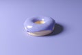 3d render of donut glazed with violet color of the year 2022 on a purple background