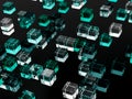 3d rendered abstract blue green background with colorful glass cubes Royalty Free Stock Photo