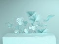 3d rendered abstract podium background - Abstract, 3d rendered white background with blue podium