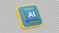 3D Rendered AI Chip Icon Royalty Free Stock Photo