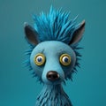 3d Rendered Animal Toy With Blue Feathers And Eyes