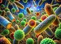 3D Rendered Bacteria Culture on a Patterned Architectural Surface A Scientific Illustration for Microbiology Research Royalty Free Stock Photo