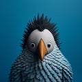 Playful 3d Parrot Figurine With Blue Feathers And Hair