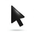 A 3D-rendered black computer mouse cursor arrow on a white background. The arrow has a glossy Royalty Free Stock Photo