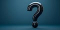 D Rendered Black Question Mark on Dark Blue Backdrop with Copy Space. Concept 3D Rendering, Black Royalty Free Stock Photo