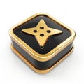 Golden Star Button App Icon on Black Square Royalty Free Stock Photo