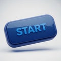 A3D Rendered Blue Button with the Word START and Horizontal Lines start begin Royalty Free Stock Photo