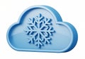 A 3d rendered blue cloud with a snowflake in the center, symbolizing winter weather Royalty Free Stock Photo