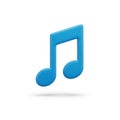 3D Rendered Blue Musical Eighth Note Icon on White Background musical note sound Royalty Free Stock Photo