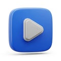 3D Rendered Blue Play Button Icon with White Background symbol media Royalty Free Stock Photo