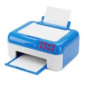 3d rendered blue printer with paper tray open Royalty Free Stock Photo