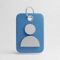 Blue 3D User Profile Icon Tag with a Silver Ring on White avatar Royalty Free Stock Photo