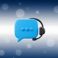3d rendered blue speech bubble with a headset representing customer support or assistance Royalty Free Stock Photo