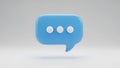 Blue speech bubble icon with three white dots on a light gray background chat message Royalty Free Stock Photo