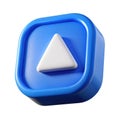 Glossy blue square button with a raised white upward pointing triangle icon Royalty Free Stock Photo