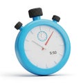 3D Rendered Blue Stopwatch Timer with White Face and Red Hand on White Background Keywords: stopwatch, timer, time, clock, Royalty Free Stock Photo