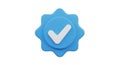 3D Rendered Blue Verified Badge with White Check Mark on White Background tick icon Royalty Free Stock Photo
