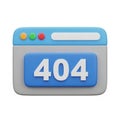 3D Rendered Browser Window Displaying 404 Error Message with Traffic Light Buttons page not found Royalty Free Stock Photo