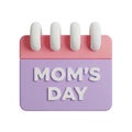 3D Rendered Calendar Icon with MOM\' SDAY Text on White Background object date Royalty Free Stock Photo
