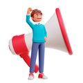 3D-rendered cartoon boy giving an oratorical speech on a white background Royalty Free Stock Photo