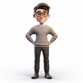 Youthful Cartoon Character With Glasses In Photorealistic Style