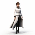 3d Render Cartoon Of Katniss With Coat And Short Hair