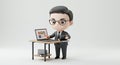 3D Rendered Chibi Korean Male Software Developer at Desk