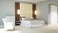 3d rendered classic hotel bedroom