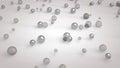 3d rendered close-up of glassy shiny colorful balls on white mirror glass floor