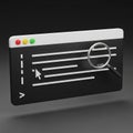 3D Rendered Computer Browser Window with Code Lines Magnifying Glass and Cursor coding Royalty Free Stock Photo