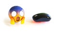 3D Rendered Computer Mice and Scared Emoji Conceptual Clickbait Image