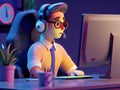 3D Rendered of a Corporate Manager Reviewing Employee Performance Data