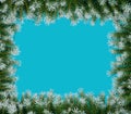 3d rendered. Creative frame of Christmas fir branches on background