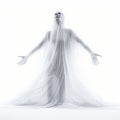 Minimal Poltergeist: Ethereal White Ghost On Isolated Background