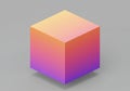 A 3D-rendered cube with a gradient color scheme, transitioning Royalty Free Stock Photo