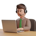 3d rendered customer support agent working on laptop Royalty Free Stock Photo