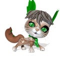 3D Rendered cute fantasy pet on white