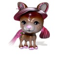 3D Rendered cute fantasy pet on white