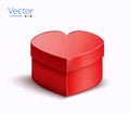 3d rendered cute red heart-shaped gift box, isolated on white background. 3d heart gift box icon. Valentine and love Royalty Free Stock Photo