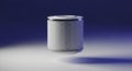 A 3D rendered cylindrical object with a white base and black top featuring horizontal lines on a blue purple gradient background Royalty Free Stock Photo