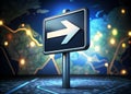 3D Rendered Directional Arrow Sign with Map Elements Conceptual Wayfinding Solution for Navigation and Route Planning Royalty Free Stock Photo