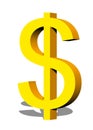 3d rendered dollar icon in yellow color