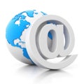 3d e-mail sign with globe icon Royalty Free Stock Photo