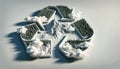 3D Rendered Eco-Friendly Mountain Range with Arrow-Shaped Clouds