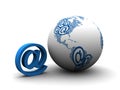 3d rendered email symbol with globe Royalty Free Stock Photo