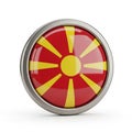 3D Rendered Emblem of the Flag of North Macedonia in a Silver Bezel on White Background Royalty Free Stock Photo