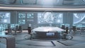 3D rendered empty, modern, futuristic command center interior Royalty Free Stock Photo