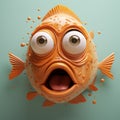 3d Rendered Fish Face With Iconic Pop Culture References