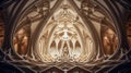 3D-rendered fractal art depicting an art deco-inspired paper sculpture with cathedral-like qualities