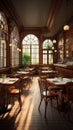 A 3D rendered French style restaurant, showcasing a vintage cafe interior Royalty Free Stock Photo